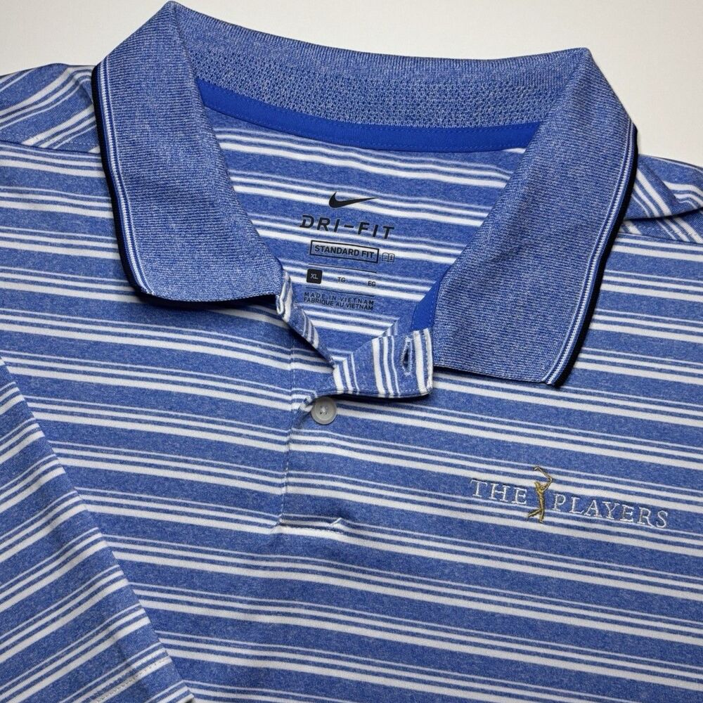 Nike Golf Vapor Polo Players Championship TPC Dry-Fit‎ Shirt Mens Xl Blue Stripe